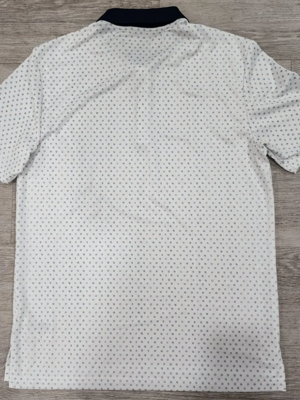 Adidas Polo Shirt Men's M White Blue Diamond Logo Dot Print Golf Stretch NWT